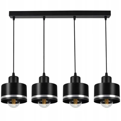 Zdjęcie produktu dla Luxolar LED lampa wisząca 4-światła E27 60W - Lampa sufitowa z 4 metalowymi kloszami czarny chrom - Nowoczesna lampa wisząca do salonu
