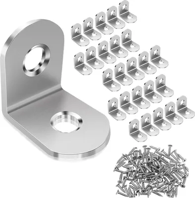 Produktbild von Winkelverbinder, 30 Stück 20 x 20 mm, Winkel Metall 90 Grad mit 45 Stück Schrauben, Edelstahl MetallWinkel L Klammern , für Möbel, Stuhl, Tisch, Fenster, Winkel Bracket