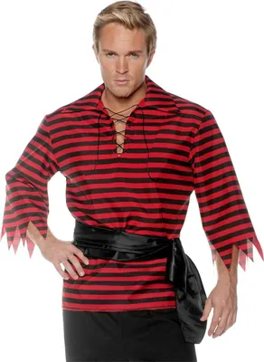 Produktbild von Piratenhemd schwarz-rot gestreift Größe: XL