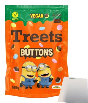 Produktbild von Treets Buttons Minions ChoViva vegan (165g Beutel) + usy Block