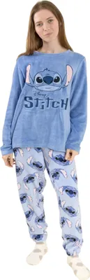 Produktbild von Lilo & Stitch - Schlafanzug mit langer Hose für Damen, Langärmlig NS9853 (L) (Blau)