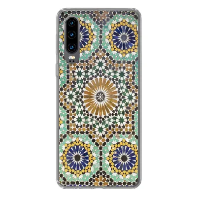 Produktbild von MuchoWow® Handyhülle Schutzhülle Hülle für Huawei P30 Eine Nahaufnahme eines marokkanischen Mosaiks Silikon Softcase Handy Hülle - Kartenbesitzer