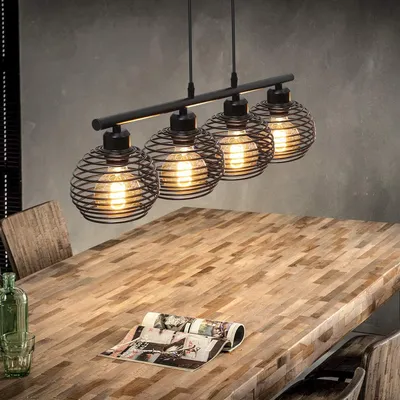 Immagine prodotto di ZMH Vintage Lampada a Sospensione Altezza Regolabile Nero E27 Ferro Lampada Da Tavolo 120 Cm Per Sala Da Pranzo Soggiorno Camera Da Letto Camera Da Lavoro