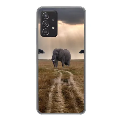 Produktbild von MuchoWow® Handyhülle Schutzhülle Hülle für Samsung galaxy a73 Elefant - Tiere - Wiese - Sonne Silikon Softcase Handy Hülle - Handyhülle