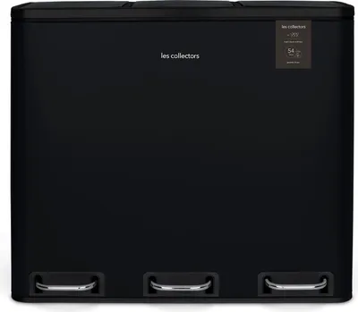 Produktbild von Les Collectors Treteimer N°988 54 L Kapazität, 3 Fächer 18 L, Widerstandsfähig, Küche, Abnehmbare Eimer, Recycling, Mülltrennung, Geräuschloser Deckelverschluss, Schwarz