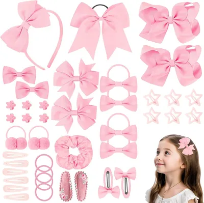 Imagen del producto de Conjunto de accesorios para el cabello, 77 piezas, color rosa, de varios tipos, para niñas