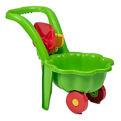 Obrázek produktu pro Dětské zahradní kolečko s lopatkou a hráběmi BAYO Sedmikráska zelené