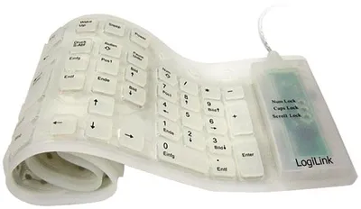 Produktbild von LogiLink Silikon-Tastatur weiß USB 2.0 wasserdicht