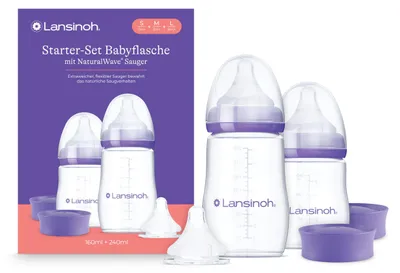 Produktbild von Lansinoh Babyflaschen Set mit NaturalWave Sauger S, M & L, 160 & 240 ml