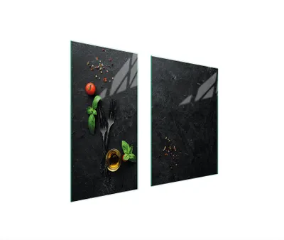 Immagine prodotto di Piastre coprifornelli 2 pezzi 75x52 Vetroceramica coprifornelli vetro tagliere ardesia cucina