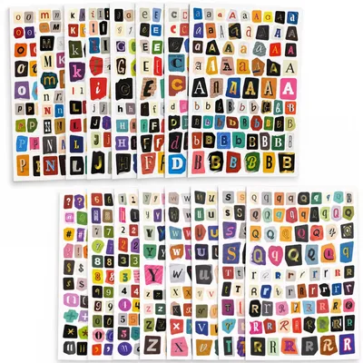 Buchstabenaufkleber, 1250 Stück, 16 Bögen, selbstklebend, wiederverwendbar