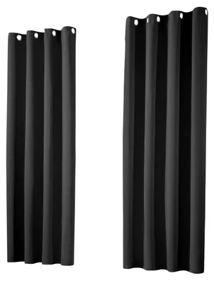 Immagine prodotto di Set di 2 tende oscuranti termiche con passanti, colore nero, dimensioni 135x160 cm