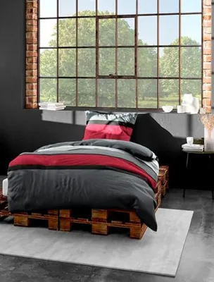 Produktbild von Bierbaum Bettwäsche 4757, Mako-Satin, Designed in Germany, rot 63, 200x200 + 2x 80x80 cm, für das Doppelbett