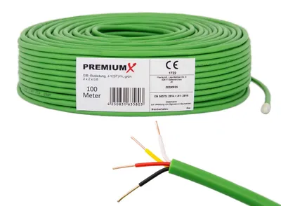 Obrázok produktu pre PremiumX 100m EIB KNX BUS kábel J-Y(ST)Yh 2x2x0,8 Eca zbernicový kábel Dátový kábel zelený