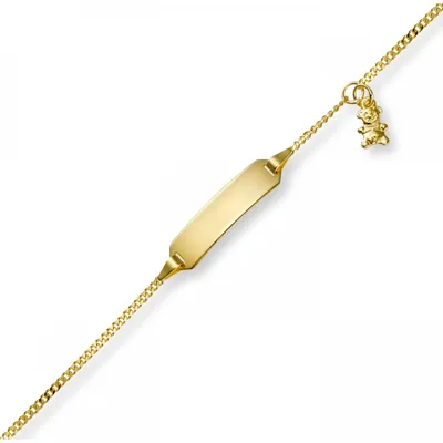Immagine prodotto di Braccialetto con orsetto, realizzato in oro giallo 585, lunghezza 14-16 cm. Braccialetto identificativo per bambini
