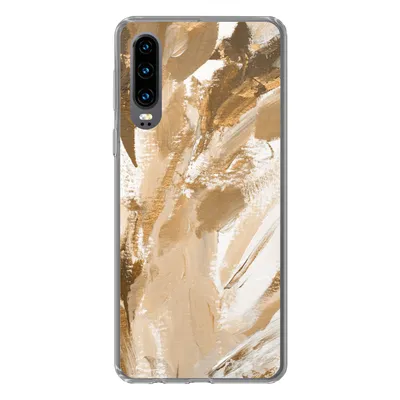 Produktbild von MuchoWow® Handyhülle Schutzhülle Hülle für Huawei P30 Farbe - Gold - Beige Silikon Softcase Handy Hülle - Kartenbesitzer