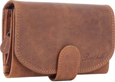 Produktbild von Benthill Damen Geldbörse Vintage Leder | Damen Portemonnaie mit RFID Schutz | Gelddbeutel mit vielen Kartenfächer | Echtleder Damenbörse inkl. Geschenkbox