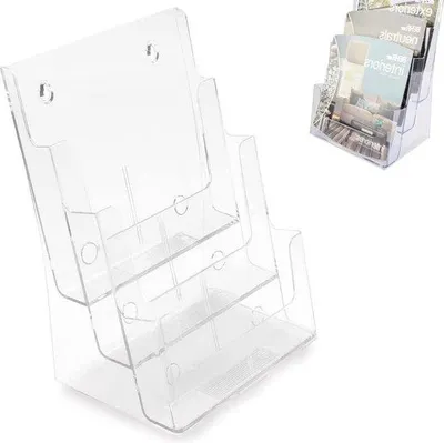 Produktbild von Famanu Wandbrochurehalter A4 - Transparenter Kunststoff, 3-stufig