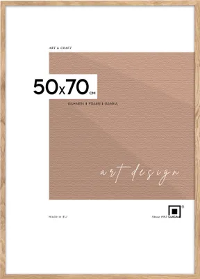 Zdjęcie produktu dla LUCA® Ramka na zdjęcia 50x70 cm dąb, MDF Przyjazna dla środowiska ramka z nietłukącą się pleksi, wieszakiem i podstawką