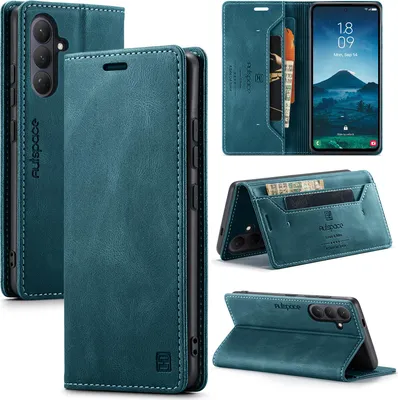 Image de Étui pour Samsung Galaxy S26, étui en cuirPolyuréthanerétro, support et étui de protection bleu