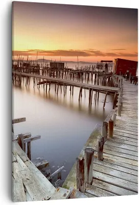 Produktbild von Bild auf Leinwand - Leinwandbild - Einteilig - Brücke Boot Meer - 50x70cm - Wand Bild - Wanddeko - Wandbilder - Leinwanddruck - Kunstdruck - Wanddekoration - Leinwand bilder - Wandbild - PA50x70-3807
