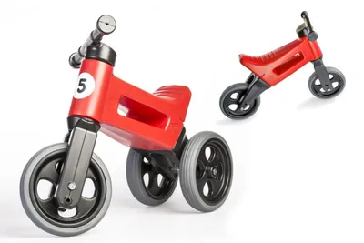 Image de Trotinette FUNNY WHEELS Rider Sport rouge 2 en 1, hauteur de selle 28/30 cm, charge maximale 25 kg, à partir de 18 mois, dans un sac