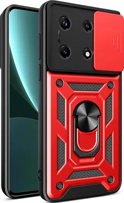 Produktbild von Hülle für Infinix Note 30 Pro 4G mit Ring Ständer Halter Dia Kameraschutz TPU PC Hybrid Handyhülle Rot