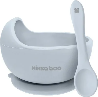 Obrázek produktu pro Kikkaboo Yummy silikonová miska s přísavkou a lžičkou stříbrná  stříbrná jedna velikost