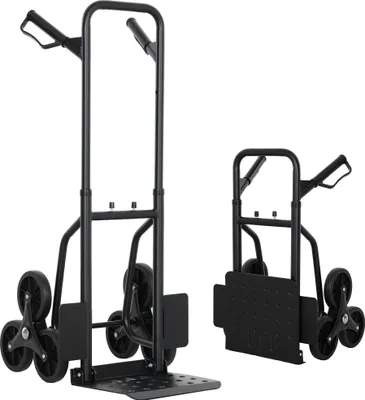 Produktbild von Treppensteigender Klappwagen, 120 kg Tragkraft, 6 R?der, Stahl-Umzugswagen mit Teleskopseilen, 44 x 67 x 106,5 cm, schwarz