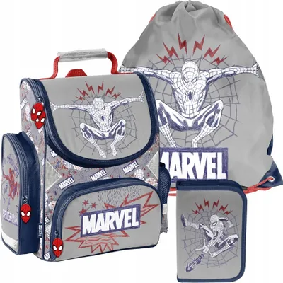 Produktbild von Schulrucksack Mädchen Jungen Motiv Spiderman 3 T Set Rucksack Federmäppchen Tasche Mega-Set Paso