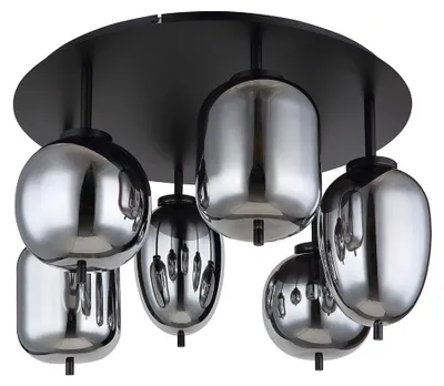 Produktbild von Deckenleuchte, Glas Schwarz, Messing, 6 Flammig