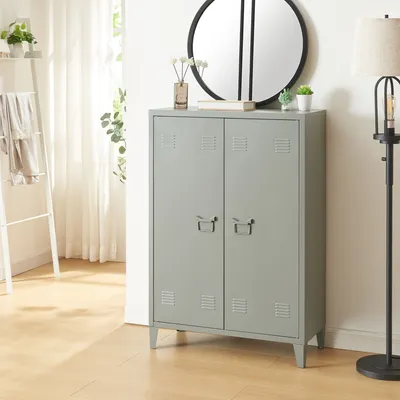 Zdjęcie produktu dla Metalowa szafka 'Oripää' z 2 drzwiczkami 110 x 75 x 33 cm ciemnoszara