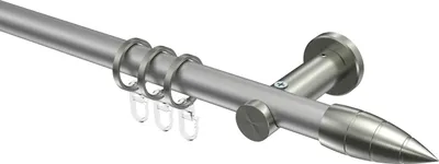 Produktbild von Interdeco Gardinenstange / Vorhangstange Silbergrau / Edelstahl-Optik, Typ Platon Samanto (Rillenpatrone), 20 mm Ø 1-läufig, 120 cm