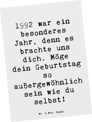 Produktbild von Mr. & Mrs. Panda Postkarte Spruch 1992 Geburtstag - Weiß - Geschenk, Ansichtskarte, Postkarten, Ansichtskarten, Geschenkideen, bildkarte, Jahrgang, Happy Birthday, Alter