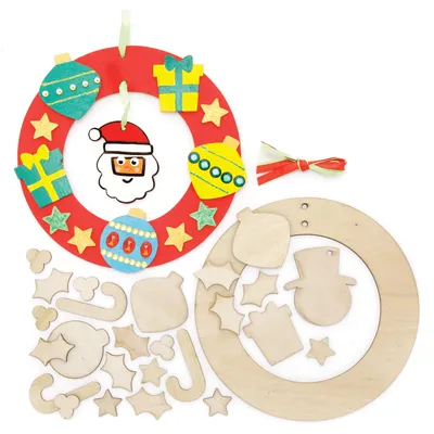 Produktbild von Bastelset Holzkränze Weihnachten 2 Stück, Kreativset Kinder, Baker Ross