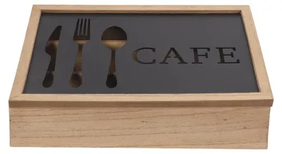 Immagine prodotto di Portaposate dkd home decor marrone nero metallo alluminio legno mdf vintage 25 x 18 x 6 cm