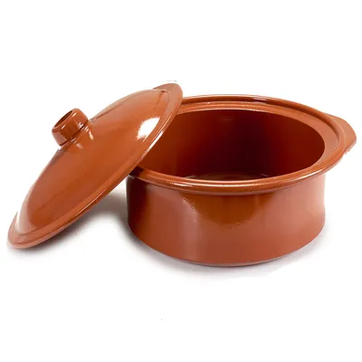 Produktbild von Tontopf Cocotte mit Deckel - ofenfest und hitzebeständig 4,5 Liter Schmortopf Gartopf Mittelalter Geschirr Wikinger Topf
