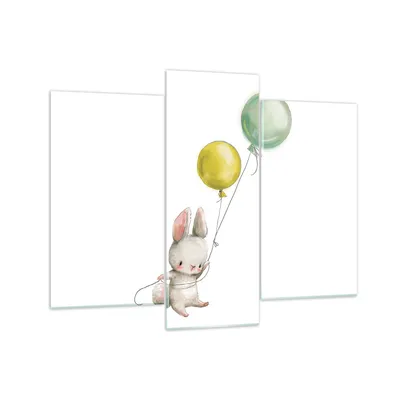 Produktbild von Bilder auf glas - 3 Teile - Häschen Luftballons Kinder - 130x100cm - Glasbilder - Wandbilder - Bilder - Wanddekoration aus Glas - Glas Bilder - Wandbild auf Glas - GCB130x100-4731