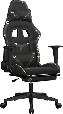 Obrázok produktu pre herné kreslo vidaXL s masážnou opierkou na nohy Black Camouflage Faux Leather
