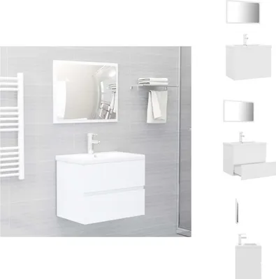 Produktbild von vidaXL Badmöbel-Set Weiß Holzwerkstoff -  Badezimmermöbel-Sets