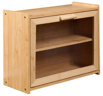 Produktbild von BELIANI Brotkasten Hellbraun Bambus Zweistöckig 40 x 17 x 31 cm mit Klappe Griff u. Sichtfenster Moderne Brotbox Brotbehälter Lebensmittelaufbewahrung