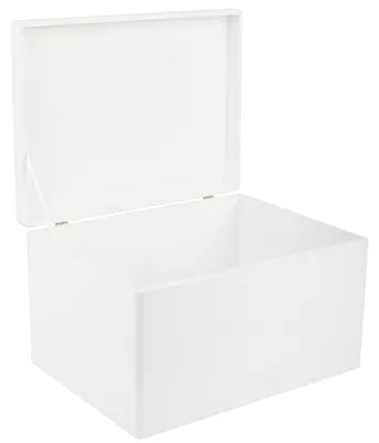 Productafbeelding van Creative Deco XXL Witte Houten Doos met Deksel Opbergdoos, 40 x 30 x 24 cm