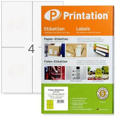 Immagine prodotto di Etichette adesive resistenti agli agenti atmosferici, formato 105 x 148,5 mm, su fogli A4