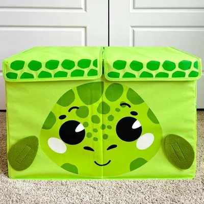 Productafbeelding van Ibenzoa® Opbergbox voor speelgoed, inklapbaar, 63 x 41 x 33 cm – kleurrijk schildpadontwerp, inklapbaar deksel en draaghandgrepen