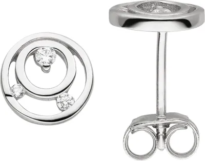 Produktbild von Ohrstecker aus 925 Silber rhodiniert Kreise mit 6 Zirkonia Ohrringe Ohrschmuck