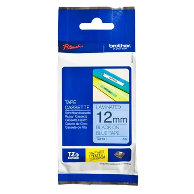 Image de BROTHER TZE531 - kazeta TZ šířky 12mm, laminovaná TZE-531, modrá/černé písmo