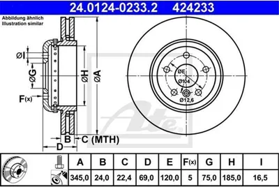Immagine prodotto di ATE Disco freno Articolo: 24.0124-0233.2