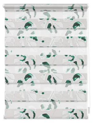 Produktbild von Lichtblick Duo Rollo Klemmfix, ohne Bohren, blickdicht, Monstera - Schwarz 90 cm x 150 cm (B x L)