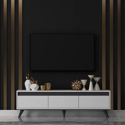 Immagine prodotto di Skye Decor, Century - White, tavolino per TV, bianco, 100 % SLIPBOARD RIVESTITO IN MELAMINA, 150 x 30 x 45 cm