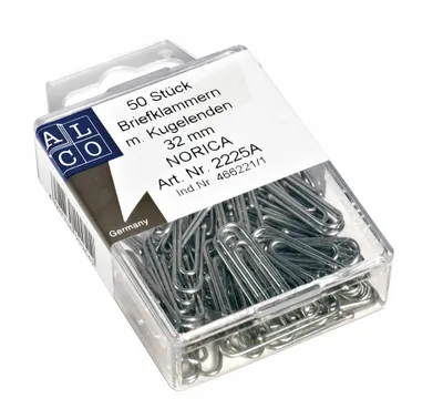 Productafbeelding van Paperclips Norica 32mm verzinkt met kogeleind doos a 50 stuks